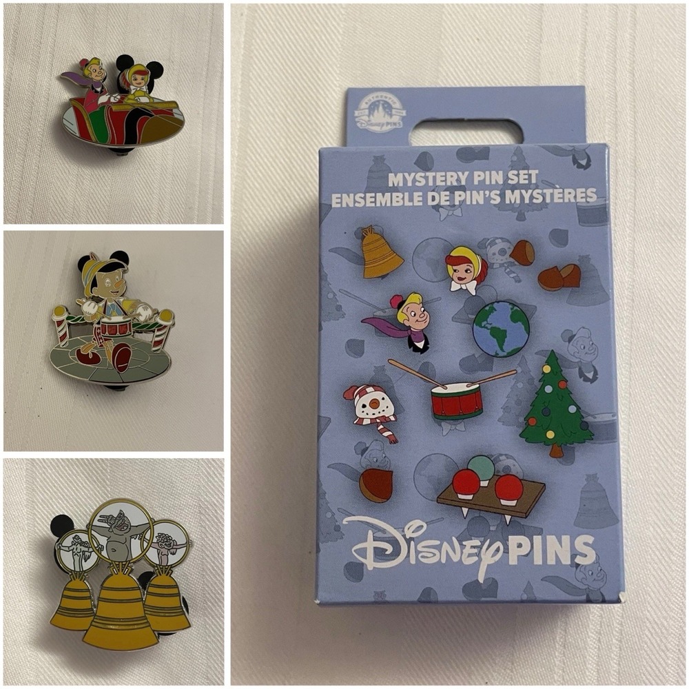 NEW Set of 3 Walt Disney Parks Holiday Christmas Mystery Box Pins